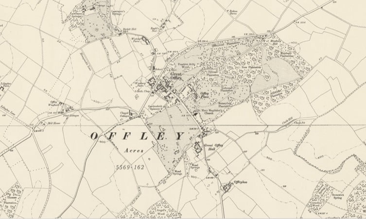 High Offley Map Lordship Title of Hirsthall or Hallebury - Titles for Sale by Manorial ...